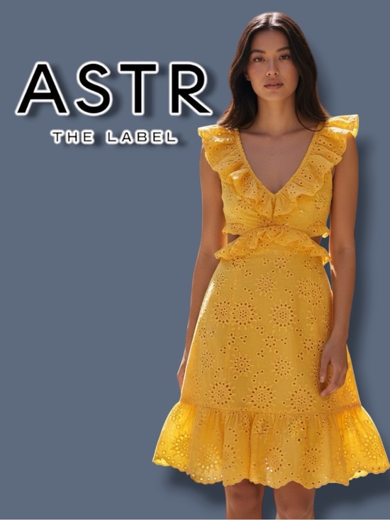 Astr Dresses & Skirts - ASTR The Label Open Back and Side Eyelet Dress in Yellow. Size Medium